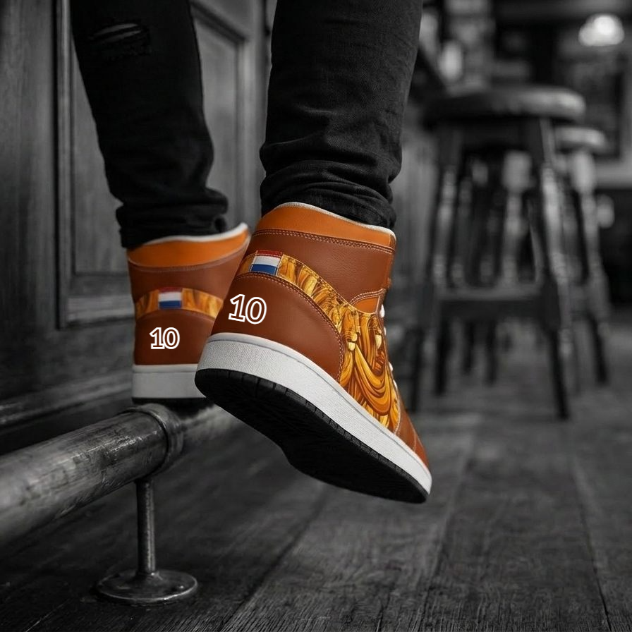 Lions Crown Custom Oranje High Top Sneakers | WK, EK, Koningsdag en Racing Kicks