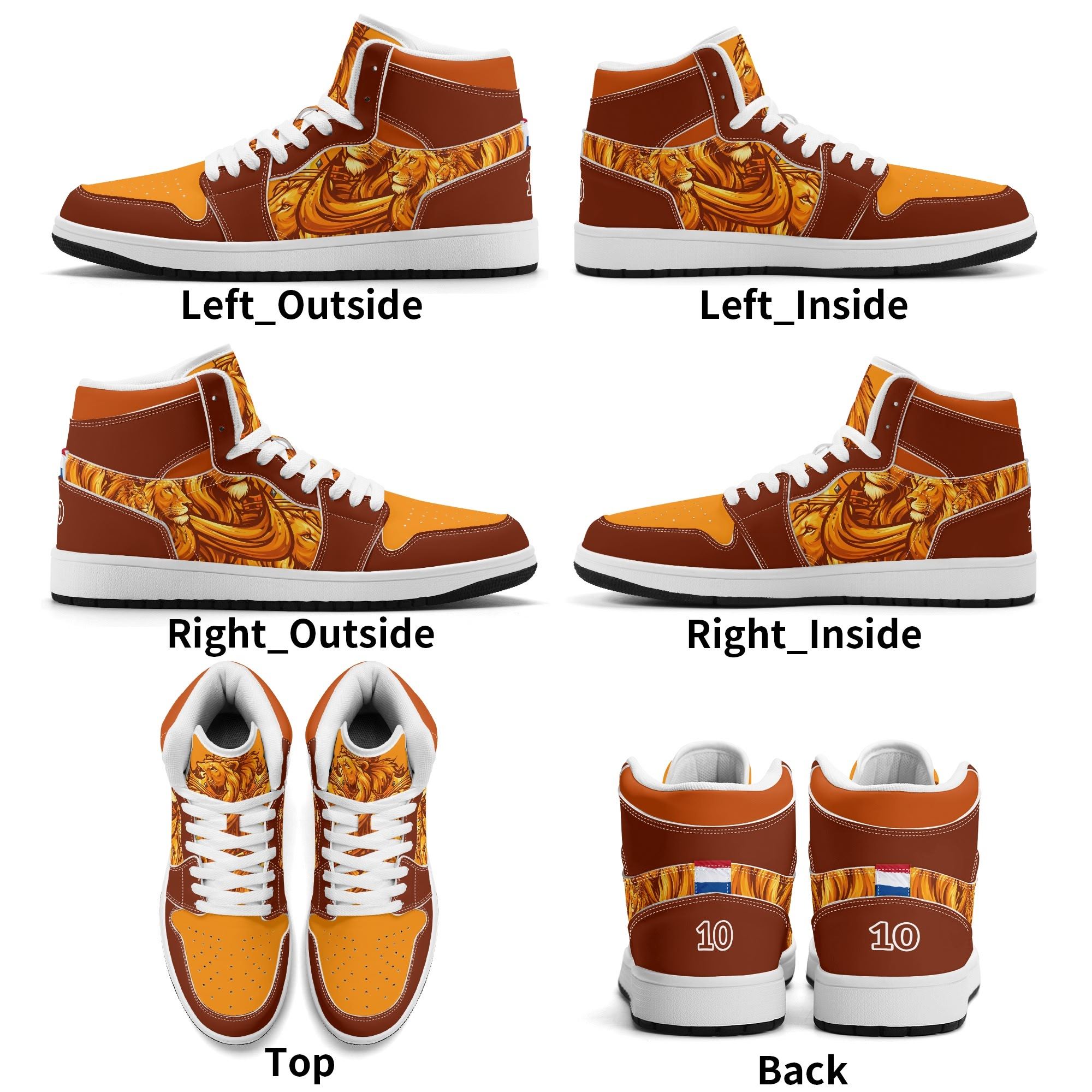 Lions Crown Custom Oranje High Top Sneakers | WK, EK, Koningsdag en Racing Kicks