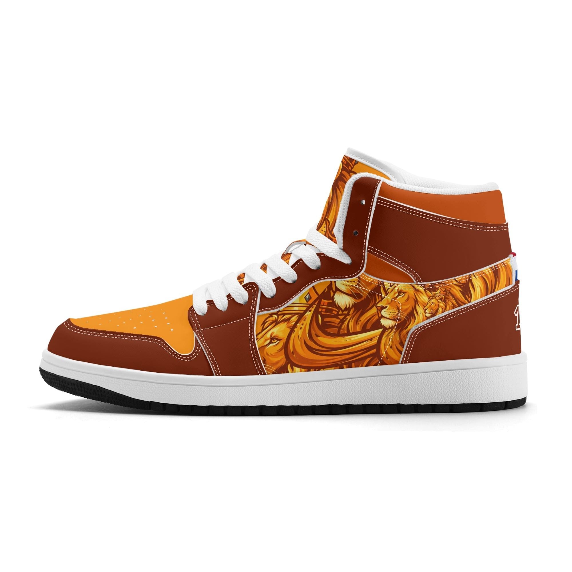 Lions Crown Custom Oranje High Top Sneakers | WK, EK, Koningsdag en Racing Kicks