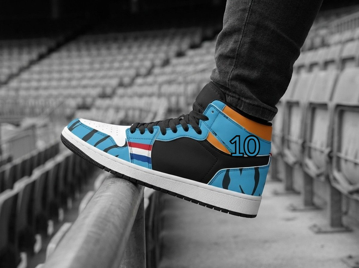 Orange-Blue Lion High Top Sneakers | Custom Oranje Kicks | WK 2026